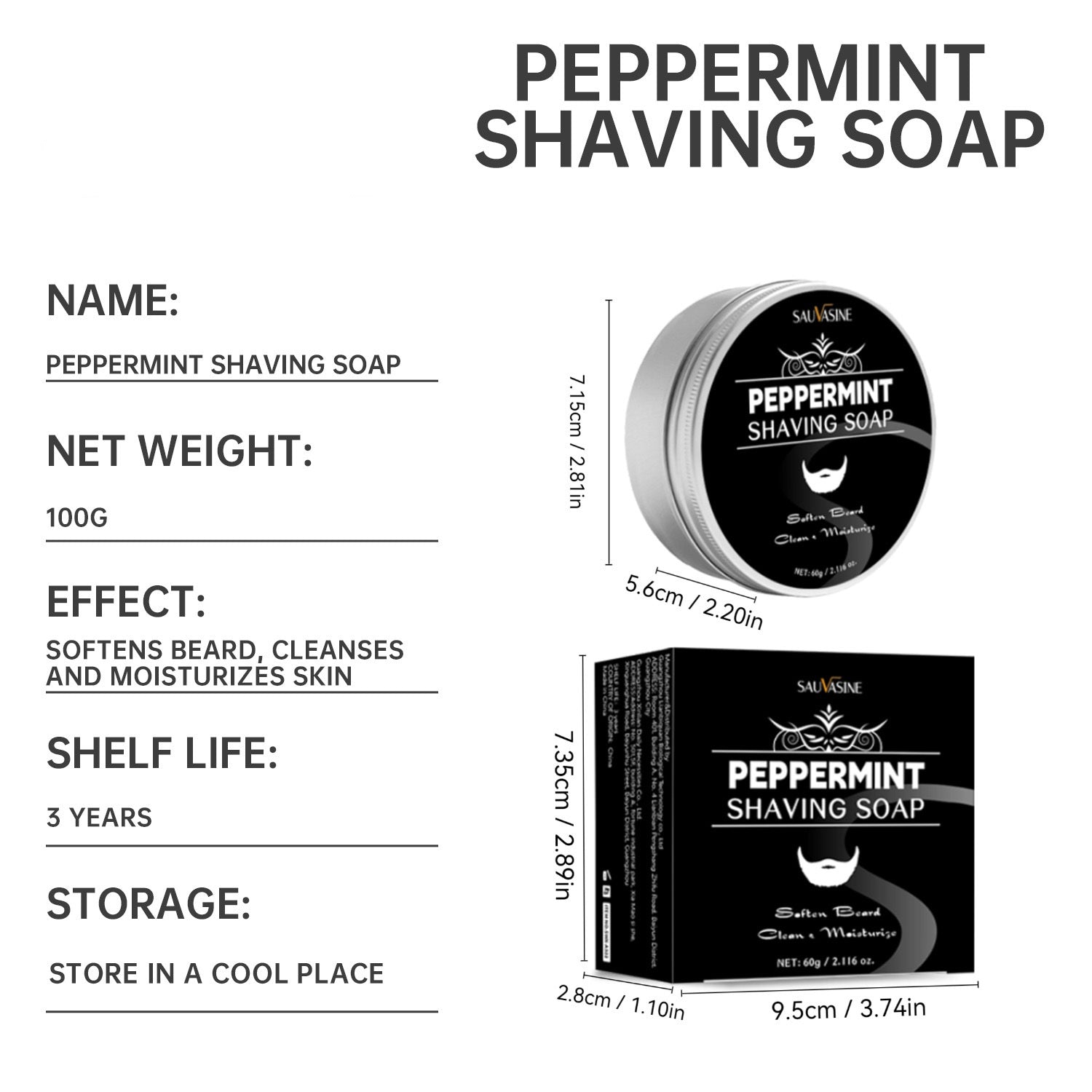 Mint Shaving Soap 60g With Brush